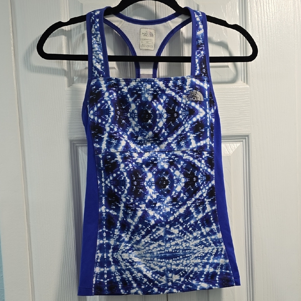 The North Face Blue and White Geometric Tank Top